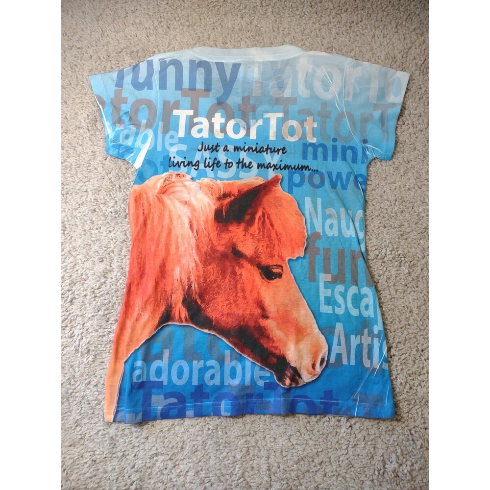 Noble Equestrian Shirt M Tatortot Miniature Horse Graphic Tshirt Vneck Short Slv - Picture 9 of 14